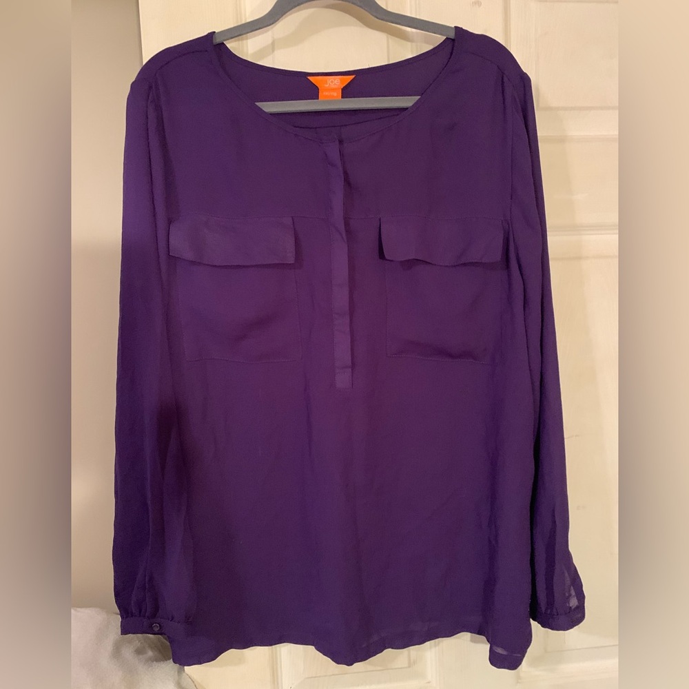 Joe Fresh Purple Long Sleeve Buttoned Blouse
